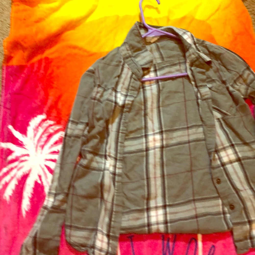 A stripped button up flannel for kids from tillys
